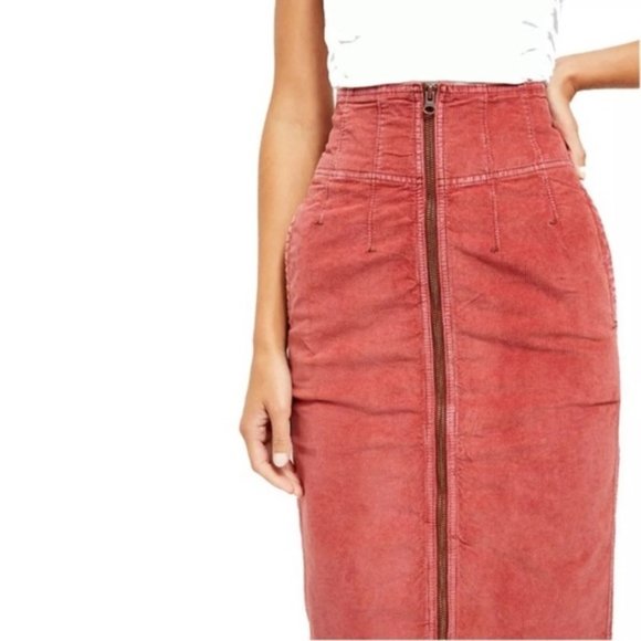 💥 Free People I Want It All Corduroy Midi Skirt - Picture 3 of 8